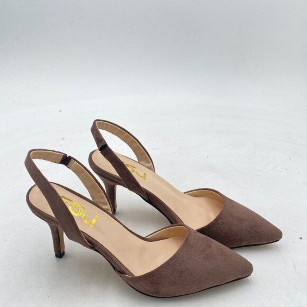 FSJ Women Fashion Low Kitten Heels Pumps Pointed Toe Slingback Sandals Party